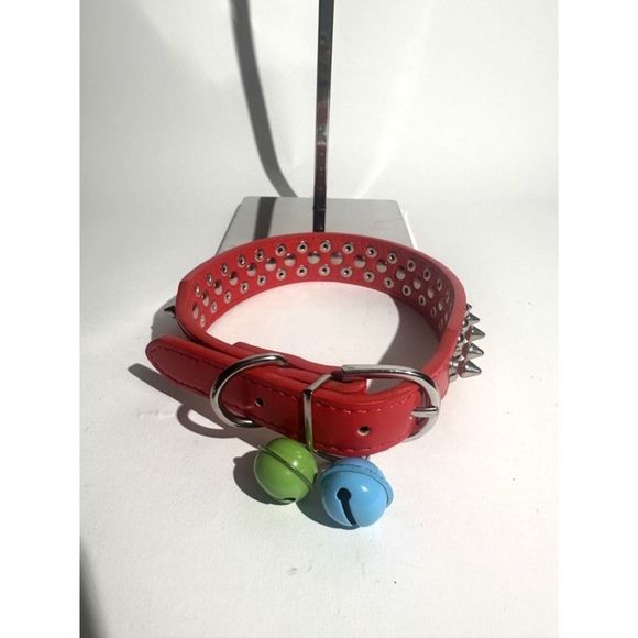 Spiked Rivet Studded Adjustable Leather Pet Collar - Large - Picture 1 of 4